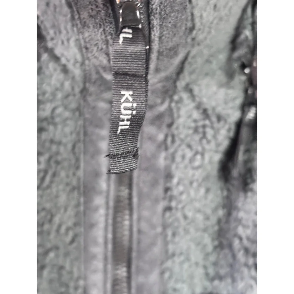 KUHL Flight Jacket Womens Large Grey Fleece Full Zip Hooded Coat 2015 Charcoal